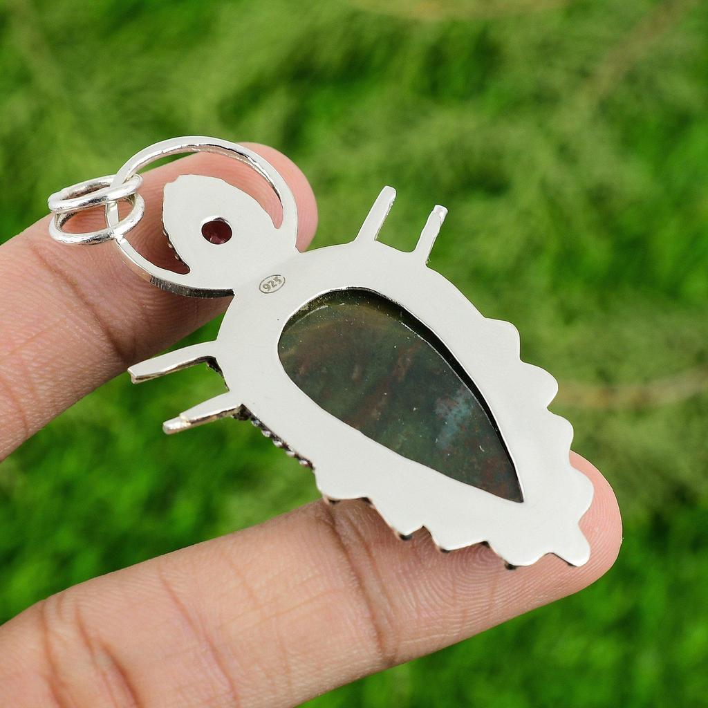 Pear Bloodstone Gemstone Pink Tourmaline 925 Sterling Silver New Pendant Jewelry