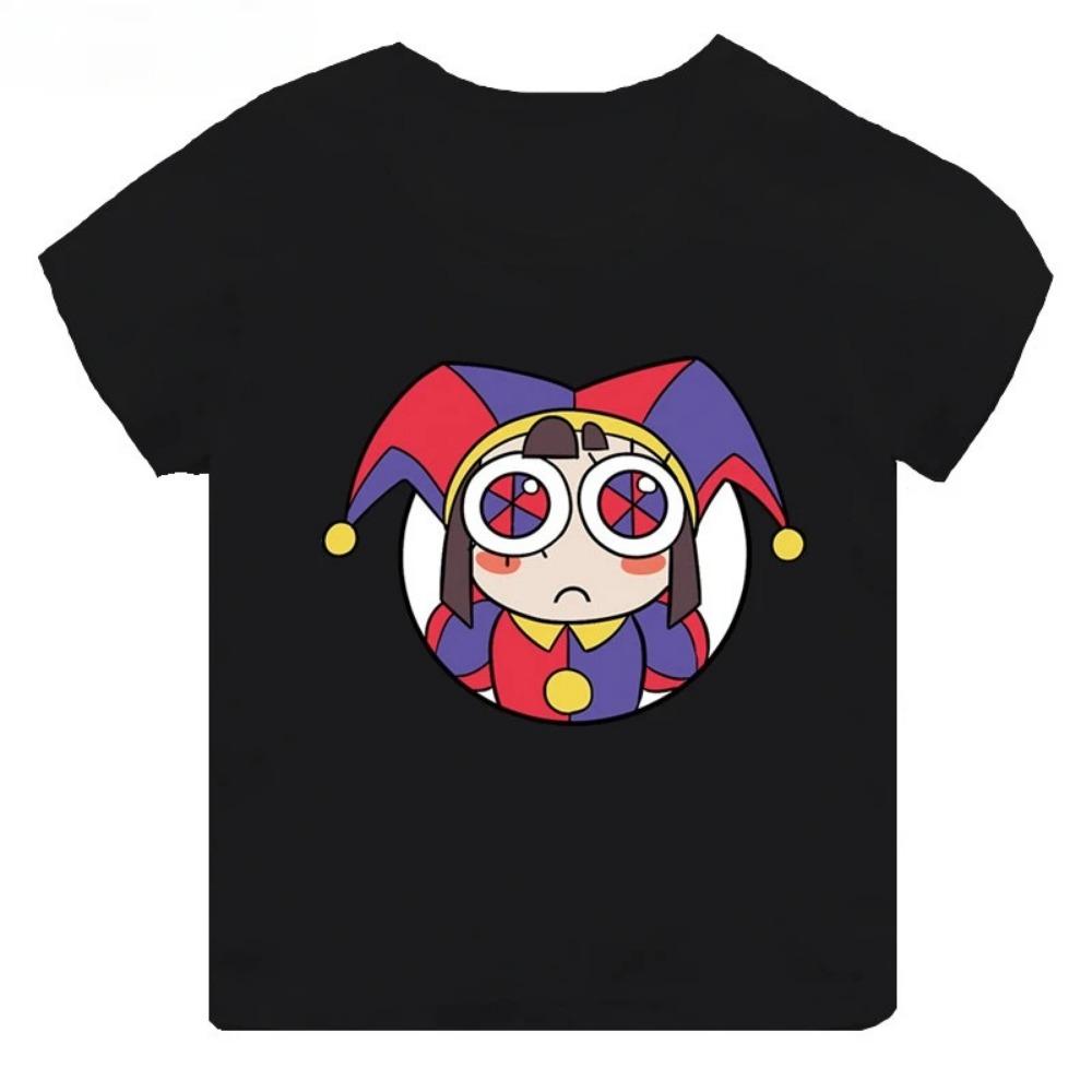 Hochwertige lässige Baumwoll-T-Shirts für Jungen und Mädchen, süße kurzärmelige neue digitale Zirkus-Print-T-Shirts für Mädchen, Kinderoberteile