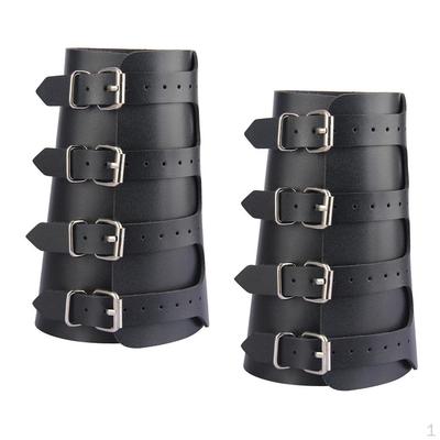 2x Brazales de Cuero Medievales con Puño para el Brazo, Joyería con Remaches Decorativos, Accesorios