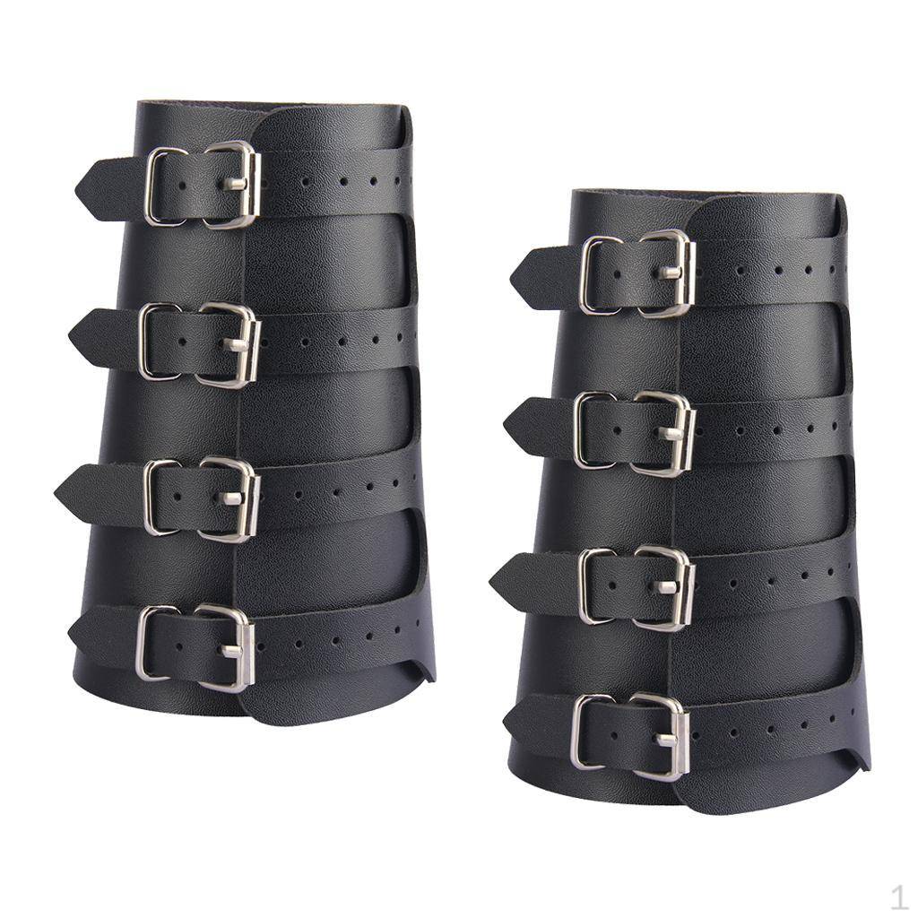 2x Leather Bracers Medieval Arm Cuff Jewelry with Decorative Rivets, Accessories