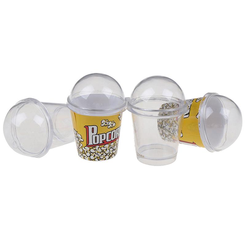 10pcs Mini Cup with Dome Lid DollHouse Popcorn Ice Cream Jewelry Accessory DIY Charms Plastic Cups Miniature