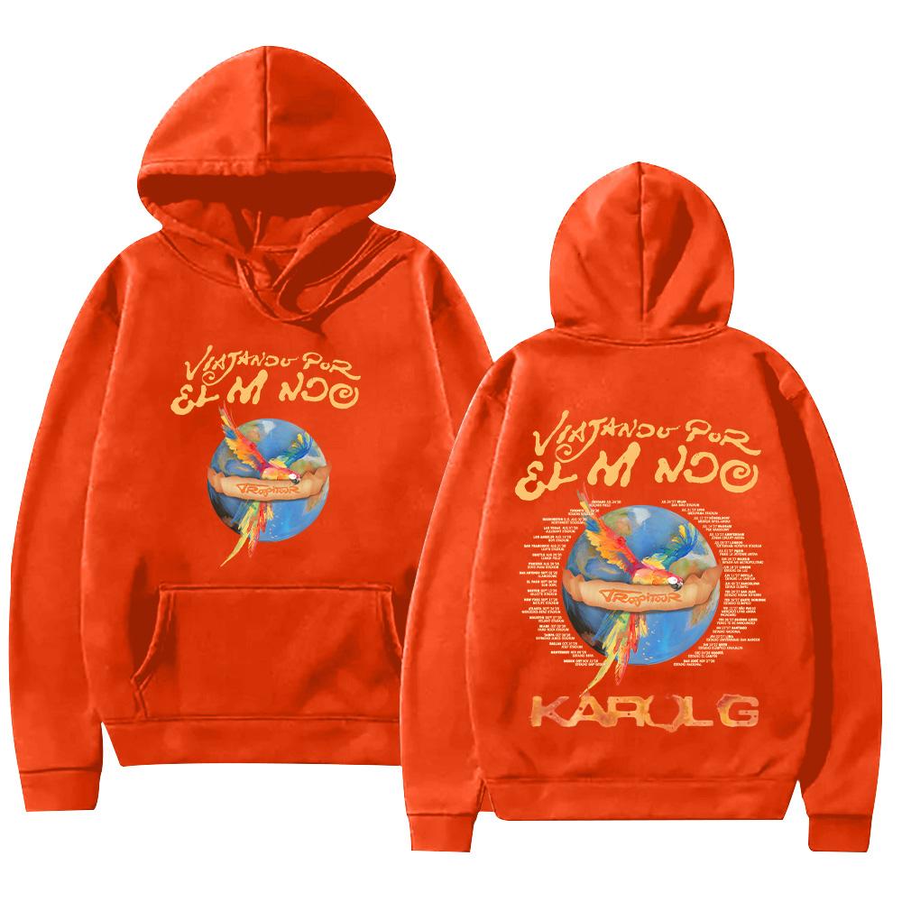 Karol G Viajando Por El Mundo Tropitour Hoodies Long Sleeve High Street Sweatshirts Unisex New Pattern Pullovers