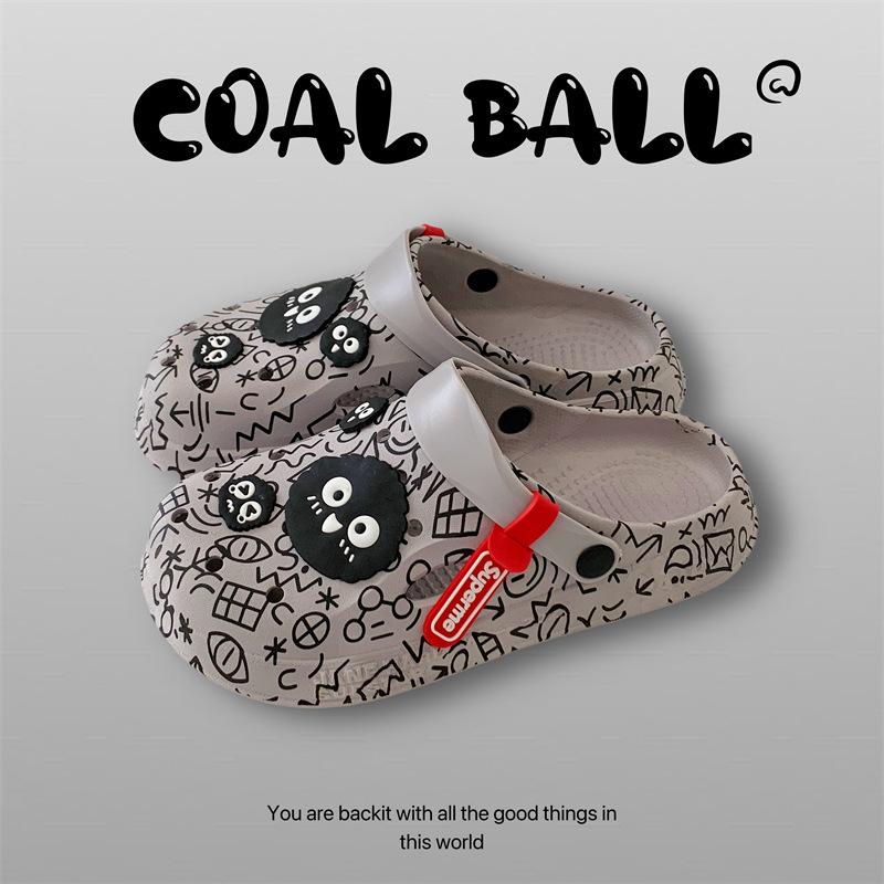 Cool slippers women's summer outer wear household thick-soled non-slip hole shoes ins couple beach slippers men