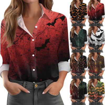 Women's Shirt Blouse Print Button Long Sleeve Casual Basic Shirt Collar Regular Top