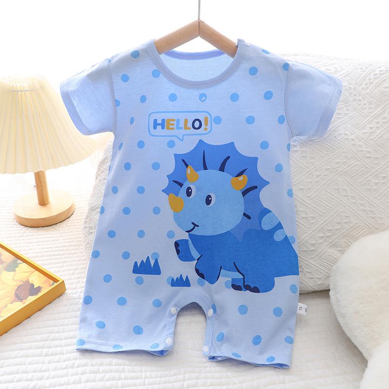 2026 Summer Kids O-Neck Short Sleeve Pajama-Rompers Baby Spring Short Crawling Clothes Cartoon Cotton Jumpsuit for Girl Boy