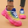 Zapatillas de deporte para mujer, zapatos de plataforma de color arcoíris a la moda, zapatos casuales para caminar, zapatos cómodos para exteriores para mujer