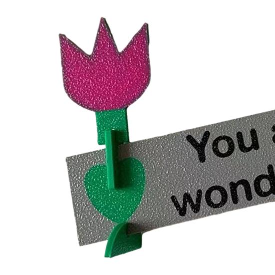 3D Printed Flower Ornament You Are Wonderful Assembly Tulip Table Sign with Base Home Office Desktop Decoration Ornament