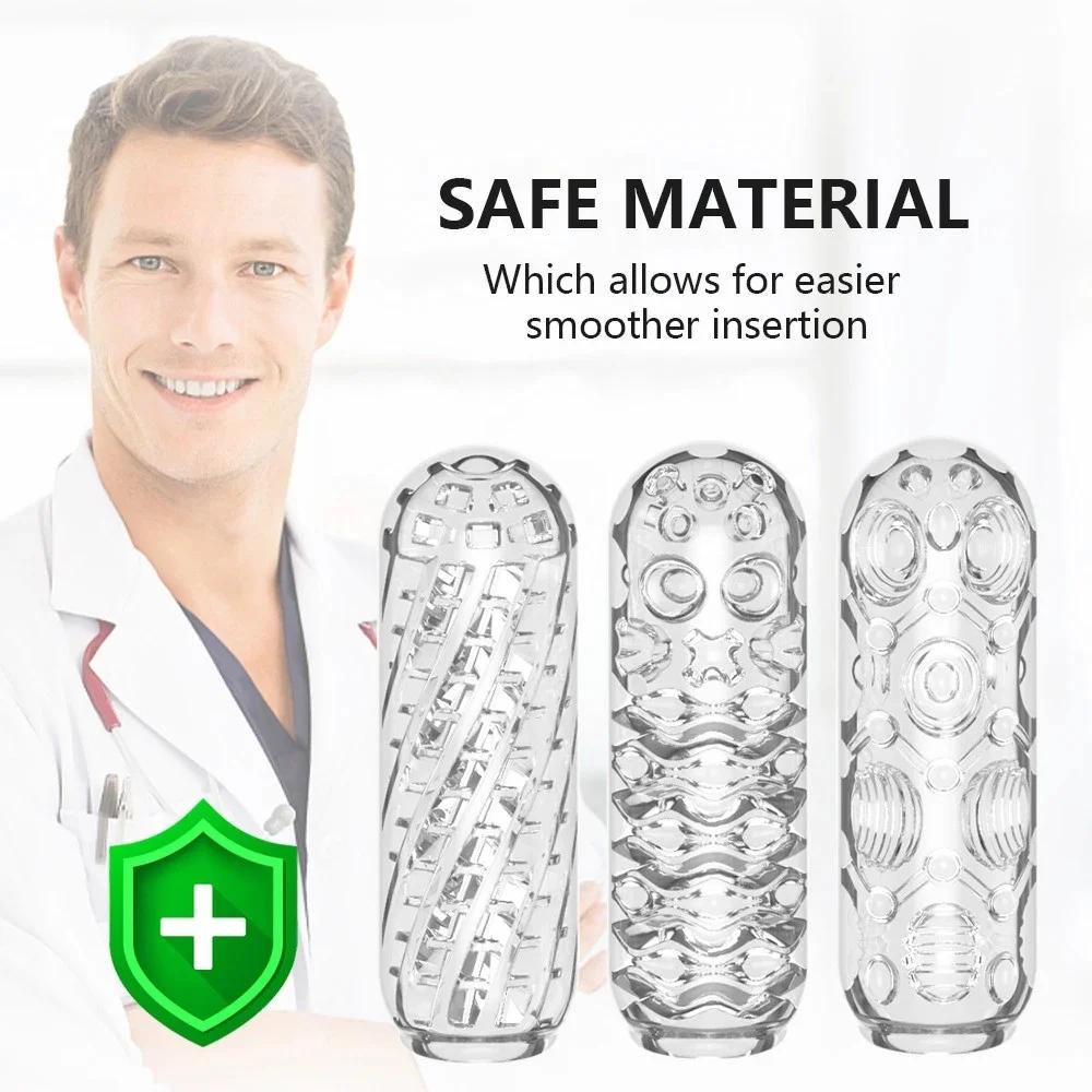 Transparent Male Masturbator Cup Pussy Vaginal for Men Penis Pump Glans Sucking Delay Exerciser Sex Toys Adults Erotic