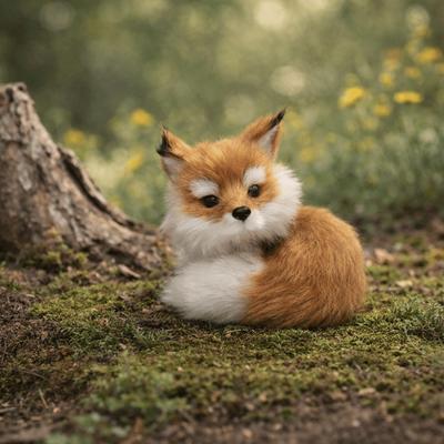 Artificial Animal Plush Simulation Fox Figurine Squatting Sitting Fox Model Window Display