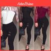 Long Sleeve Women Sexy Stretch Bodycon Bodysuit Tops Casual Leotard Shirt Plain