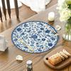 4-Piece Blue-and-White Porcelain Vintage Placemats Chinese Tea Ceremony Table Decor Accessories