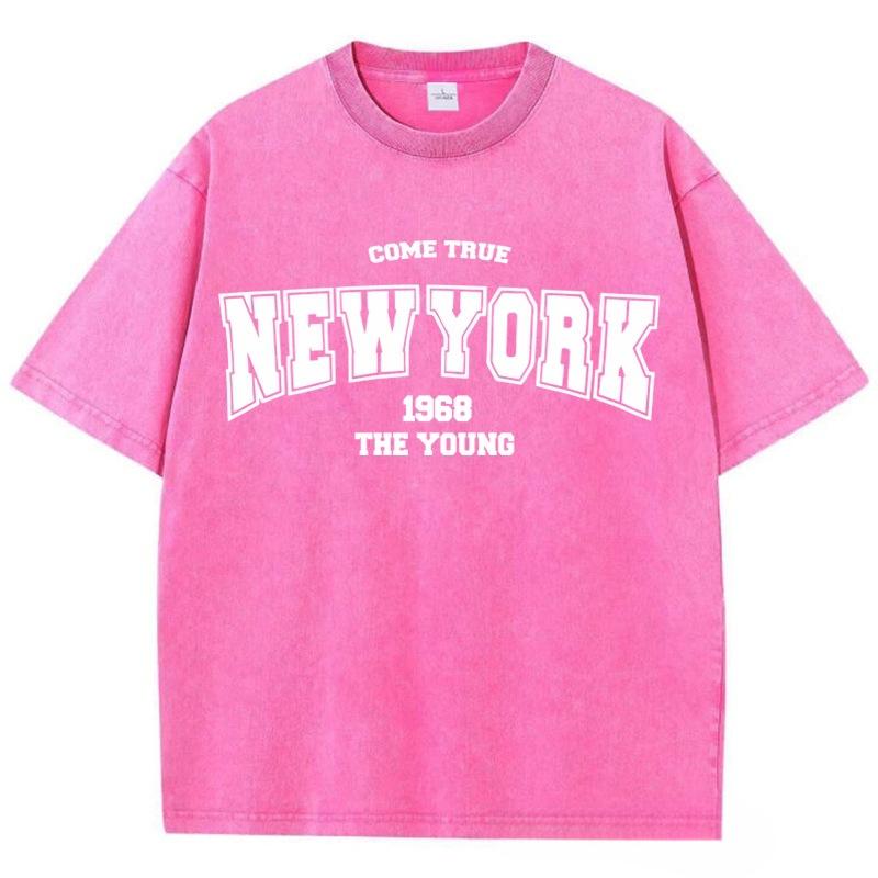 Summer Vintage Vintage Round Neck Letter Printed Top Fashionable Casual Short Sleeved Women's Pure Cotton T-shirts