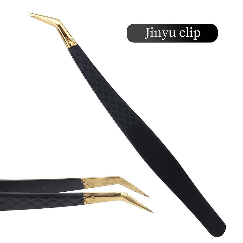 Professional Black Gold Stainless Steel Eyelash Tweezers High Precision Tweezers