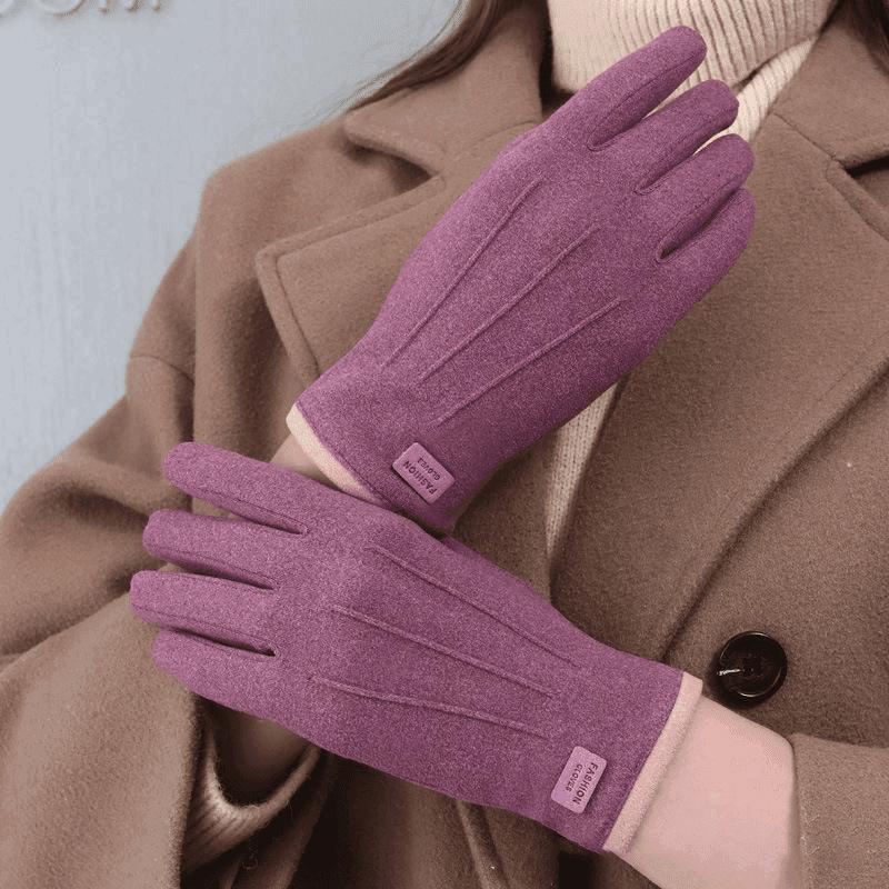 Gants d'hiver épais en peluche pour femmes, mode chaude en daim, gants d'extérieur pour dames, gants de conduite à écran tactile, mitaines de cyclisme de sport