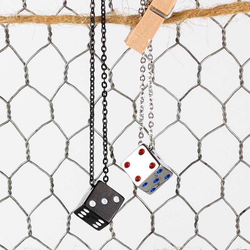 Trendy Unisex Lucky Dice Pendant Necklace: Minimalist Solid Color Design