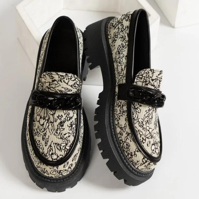 Spring Autumn New Fashion Embroider Loafers Ladies Platform Flats Dress Elegant Shoes Women Walking Comfort Retro Single Shoes
