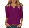 2025 Women's V-Neck 7-Point Sleeve Solid Color T-Shirt