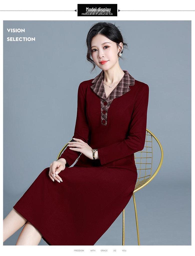 2026 Spring Plus Size Korean Style Elegant Knee-Length Women's Slim Fit Dress