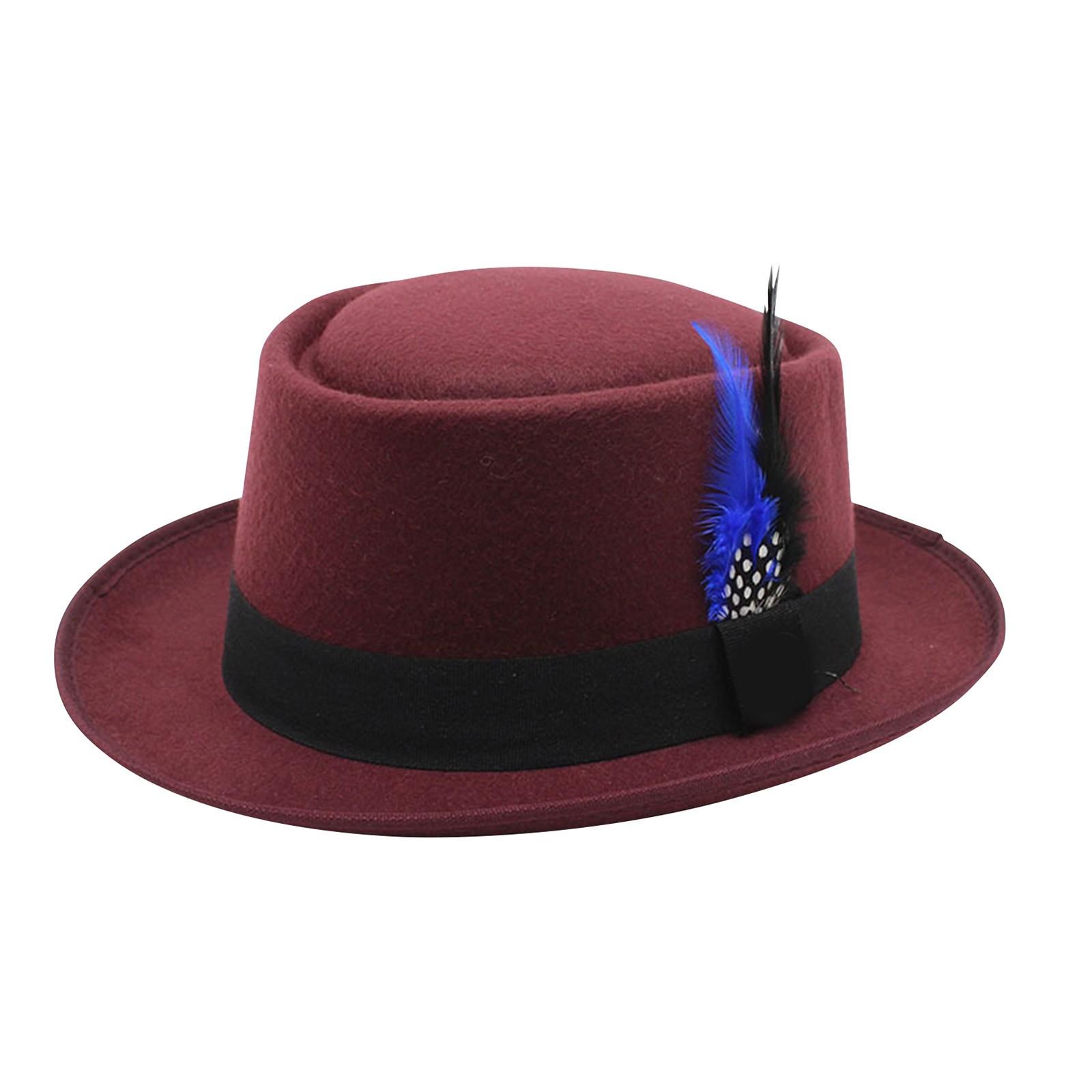 

Шерстяная шляпа унисекс с круглым верхом, шляпа джентльмена в джазовом стиле, универсальная декоративная шляпа для праздников One Size