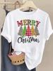(Asian Size) watercolor trend Tee Top Christmas Festival New Year Clothing T Shirt Women Fashion Print Female Woman Short Sleeve Graphic T-shirts