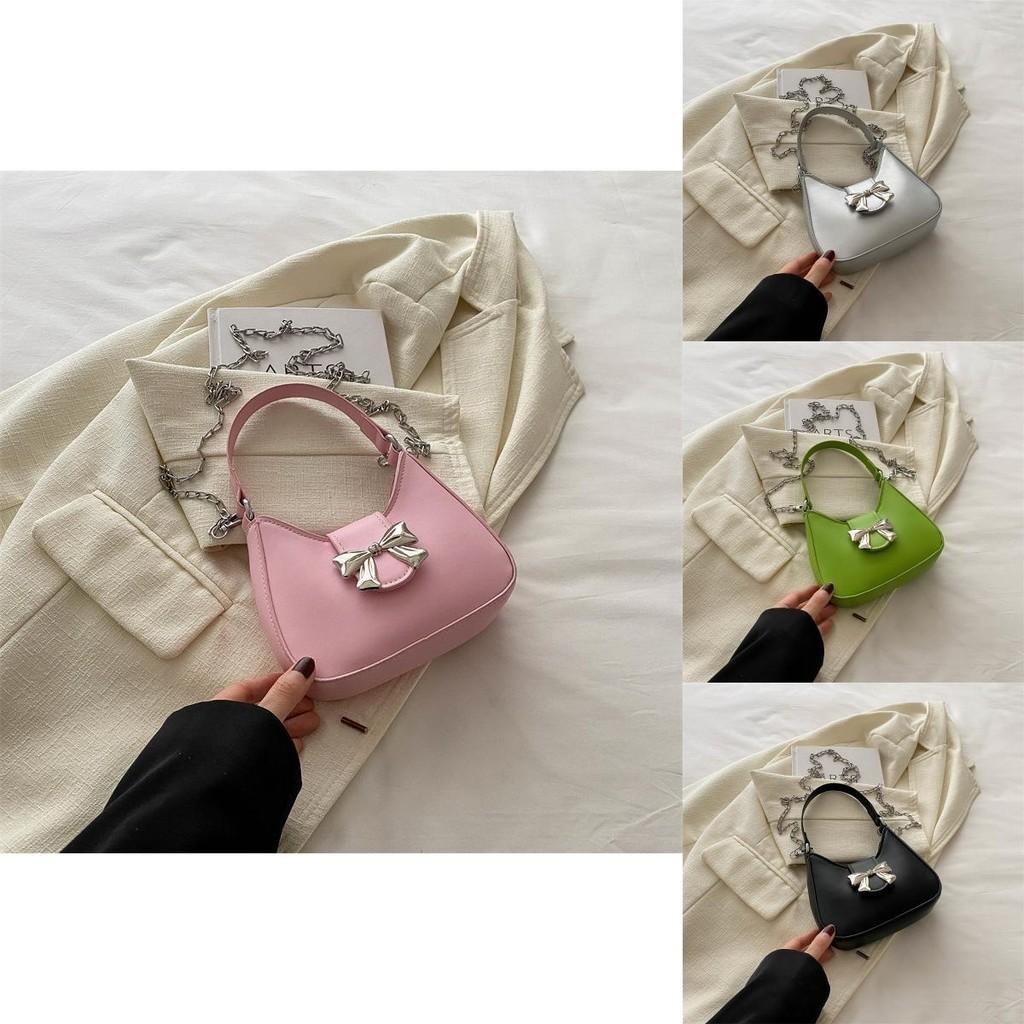 Fashionable 2024 Women's Shoulder Bag Adorable Bow Crescent Design Trendy