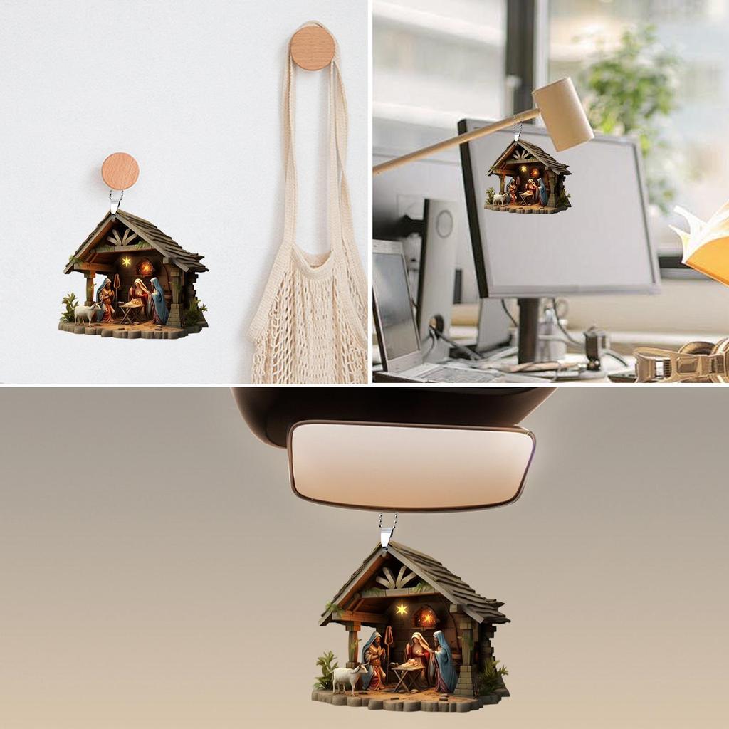 Nativity Scene Ornaments the Birth of Jesus Decor Nativity Scene Christmas Tree Decoration Acrylic Nativity Scene Pendant