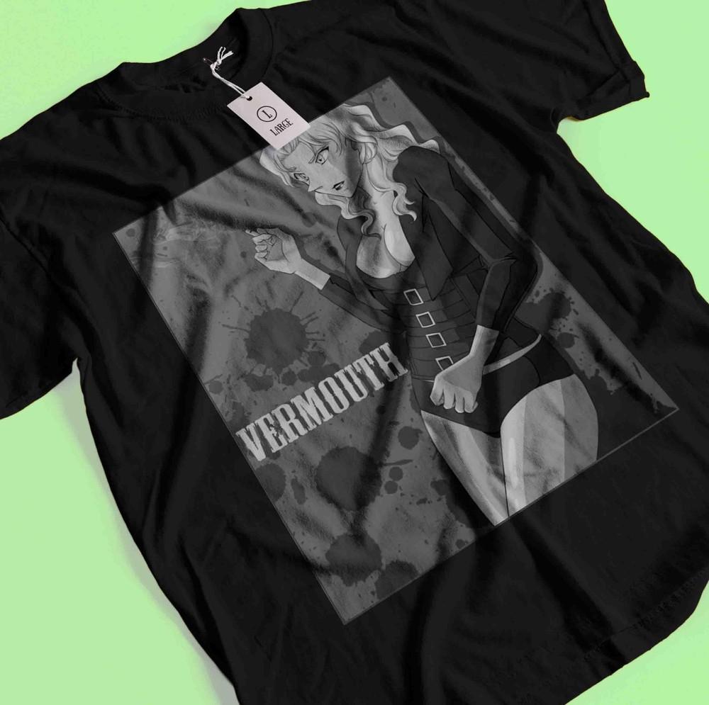 

Detective Conan T-Shirt Vermouth Shirt Case Closed Akai Tee Gin Ran Black Tshirt 3XL