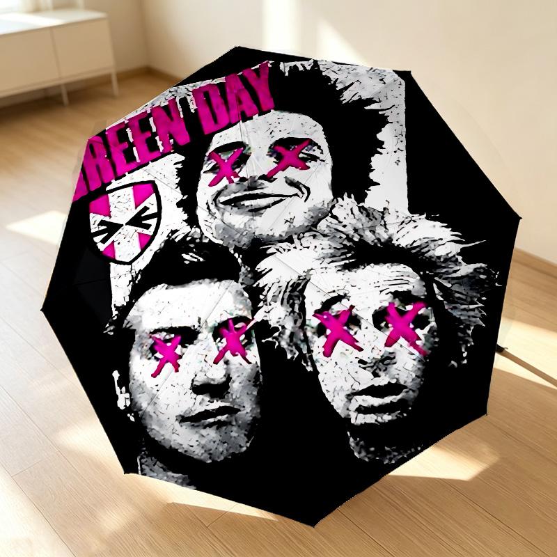 Green Day Art 8 Ribs 3Fold Black Glue Uv Protection Umbrella Sun Protection Rainproof Compact Folding Umbrella For Travel Daily Use C923693