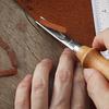 Strumento artigianale in pelle per smussatore di bordi in pelle stile francese con manico in legno