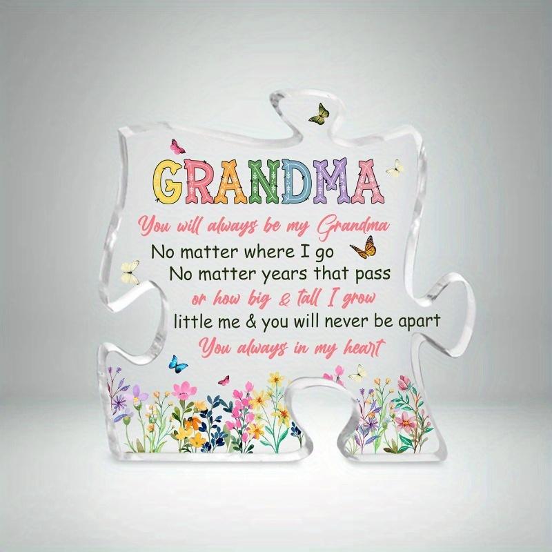Grandma Puzzle Piece Centerpiece, Decorative Acrylic Sign with Love from Grandkids, Best Gift for Grandma Grandmother Mom