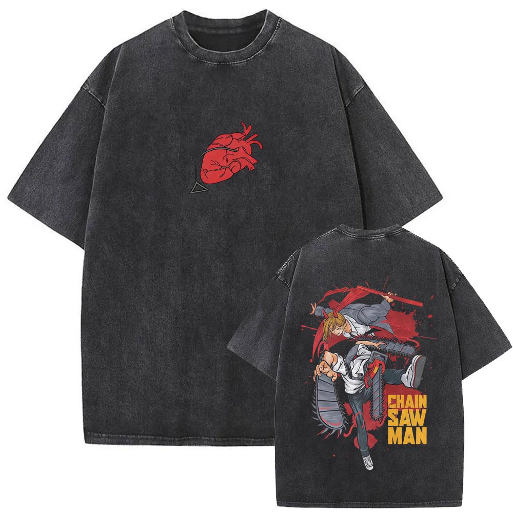

Washed Vintage Anime Chainsaw Man Makima Graphic Tshirt Men Women Manga Retro Oversized T Shirt Male Gothic Rock Style Tshirts S