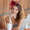 Totority Cocktail-Teeparty Fascinator Hut für Damen Vintage Mini-Zylinderhut Bordeauxfarbenes Netz-Kopfstück Elegantes Accessoire für Hochzeiten und Besondere