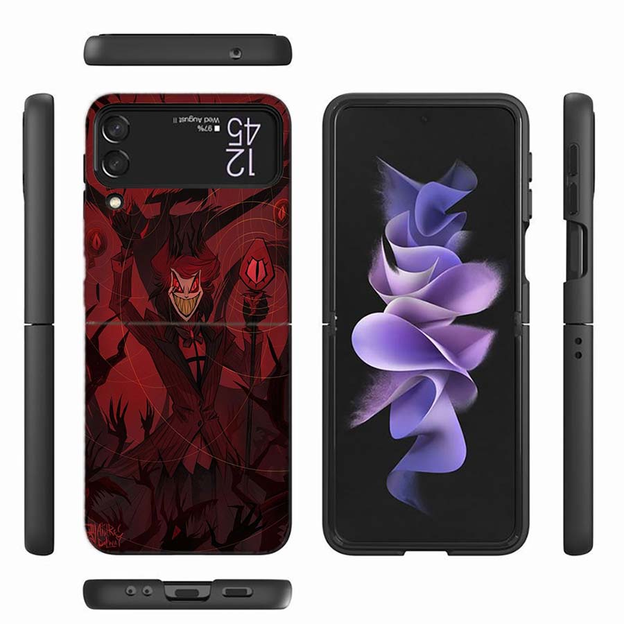 Hazbin Hotels Phone Case For Samsung Z Flip 6 7 5G Z Flip 5 Galaxy Z Flip 3 4 5G ZFlip Shockproof Hard Cover TPU PC Coque Capa S