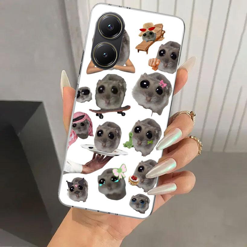 Funny Sad Hamster Meme Phone Case for Xiaomi Poco X5 X6 X7 Pro F7 Ultra M7 Redmi 15 15C 13 13C 12 12C 10 10A 10C 9 9A 9C 9T Shel