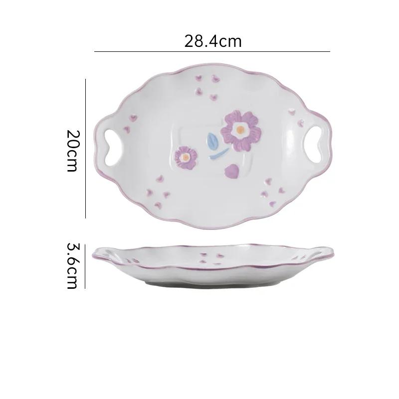 Creative Relief Flowers Ceramic Plates Luxury Restaurant Salad Dessert Plate Delicious Dishes Soup Bowls Exquisite Tableware