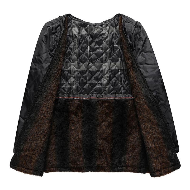 Autumn and Winter Men's Chenille Coat Medium and Long Lapel Jacket Coral Fleece Thickened Take-off Liner Coat