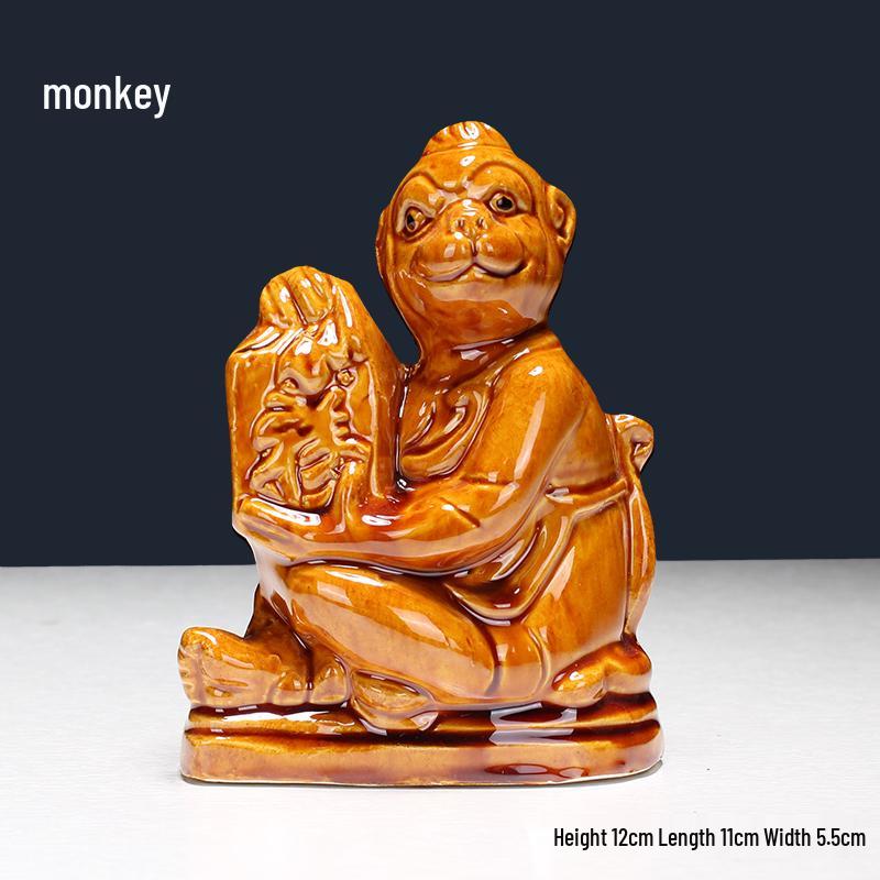 Luoyang Tang Sancai Ceramic Monkey Zodiac Figurine: Living Room Ornament & Gift