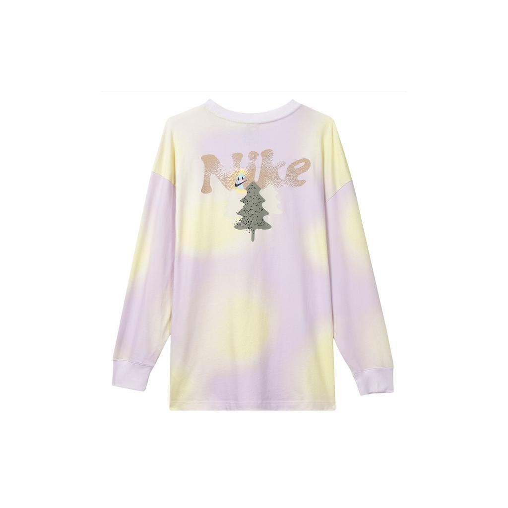 Nike Gradient Print Crew Neck Long Sleeve T-Shirt Women Tops Light-Purple FZ6566-512