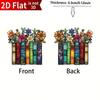 1pcs2D Flat Flower Book Acrylic Hanging Decoration, Library Book Window Hanging, Reader Gift, Bookish Library Decoration