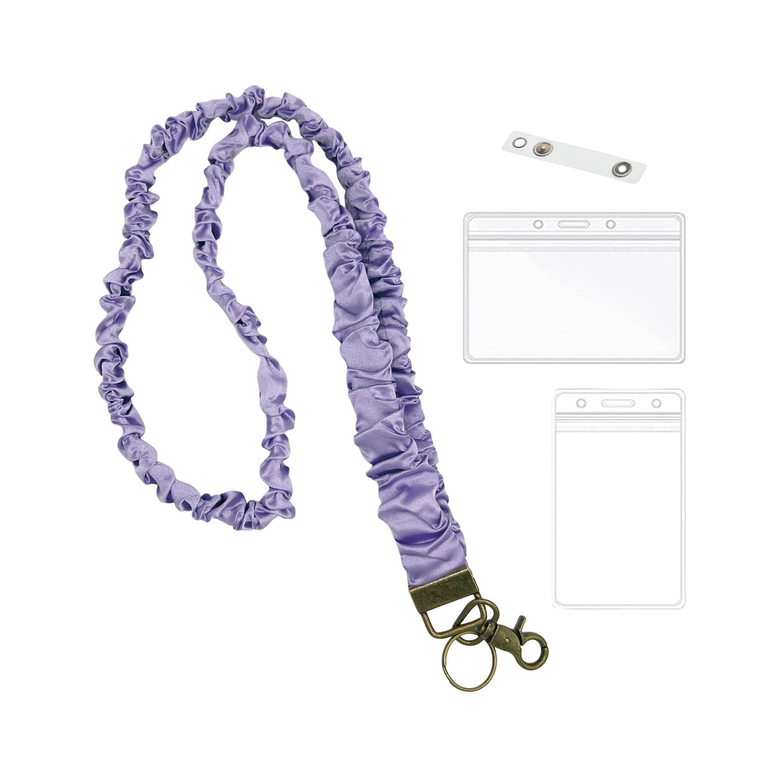 

Stretchy Scrunchie Lanyard with 2 Card Holders Clear Easy Swipe Plastic ID Card Holders Ideal For Teachers Nurses Or Cruise
