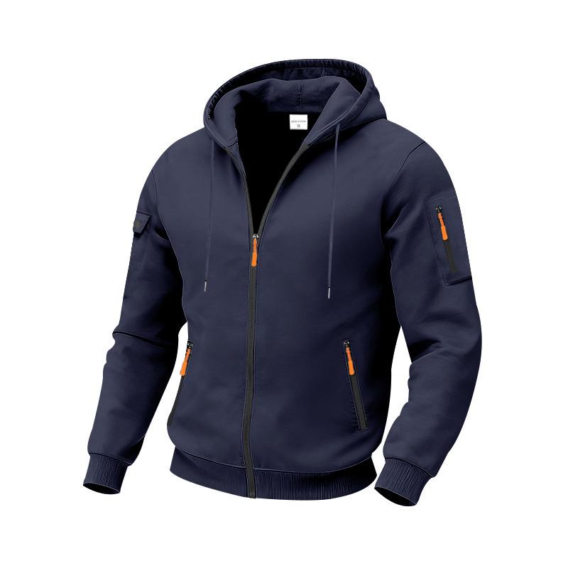 Herren Kapuzen-Arbeitskleidungs-Sweatshirt mit Reißverschluss, gefüttert mit Fleece, lockere Passform, für Pendler, für Herbst und Winter