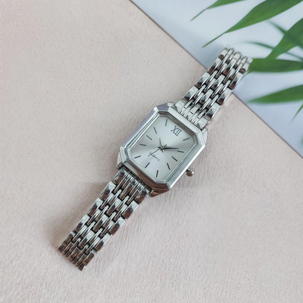 Square Dial Rhinestone Quartz Watch Slim Strap Rhinestone Watch Women Quartz Watch  Casual Wear