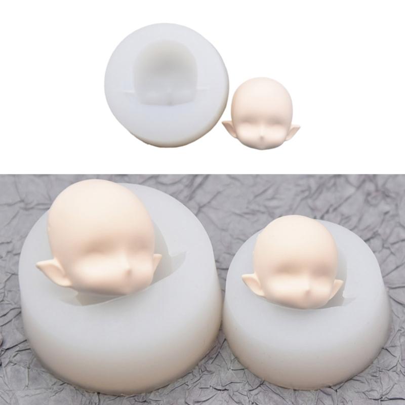 BJD Human Face Mold OB11 Soft Ceramic Q Version Happy Closed Eyes Ultra Light Clay Fondant Silicone Mold 4.5cm 6cm