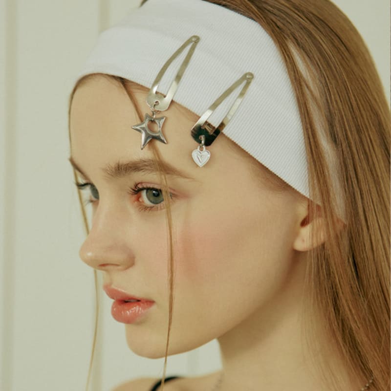 VVV [SET] Cute Logo Heart Snap Pin