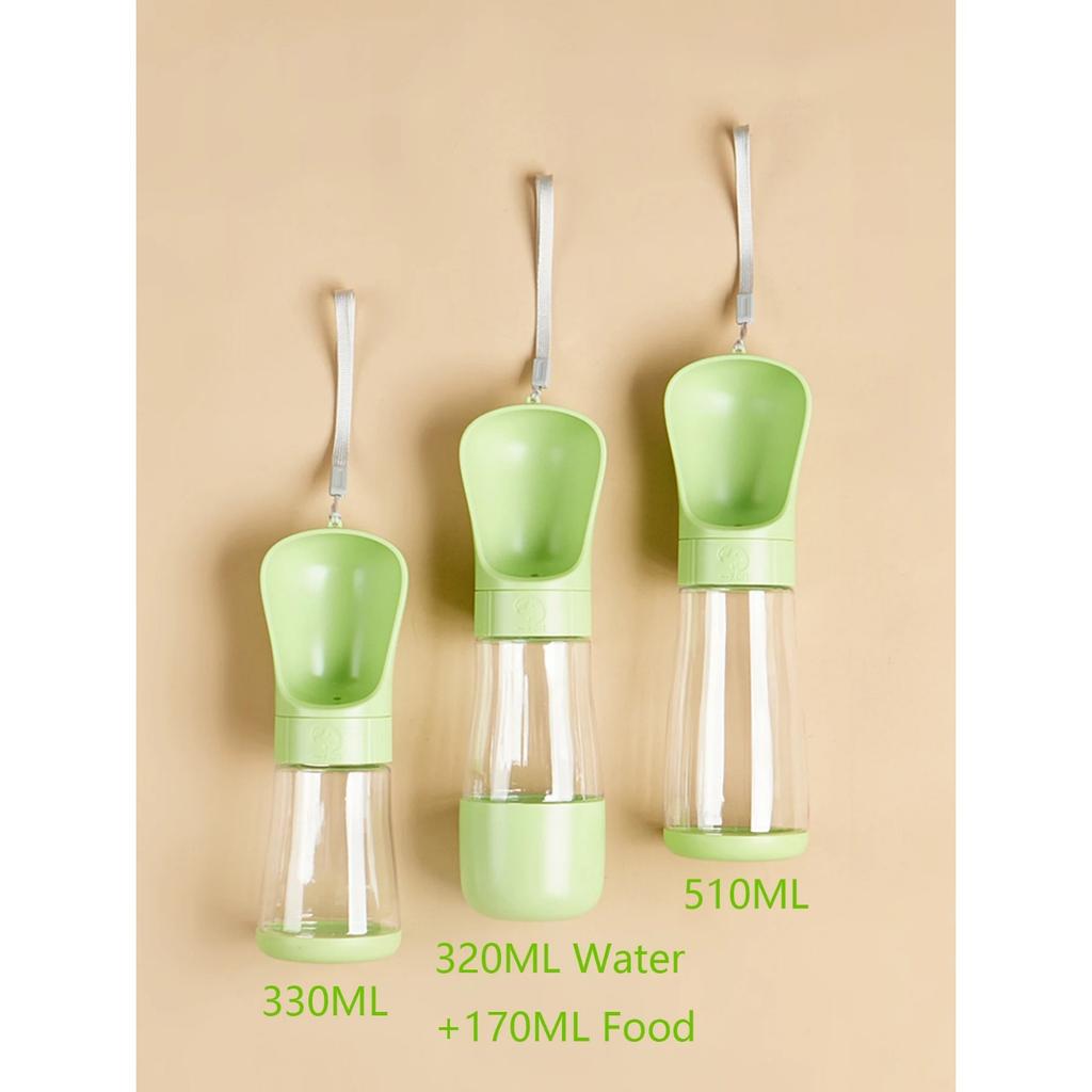 2 in 1 Tragbare Wasserflasche für Haustiere, Hunde, für kleine, mittelgroße und große Hunde, Katzen, Wandern, multifunktionaler Futterbehälter, Trinknapf, Zubehör