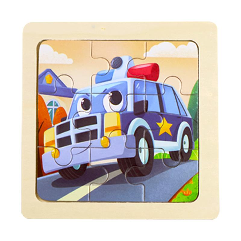 Small Children's 9-piece Wooden Plane Puzzle Cartoon Animation Puzzle Baby Educational Early Education Toy