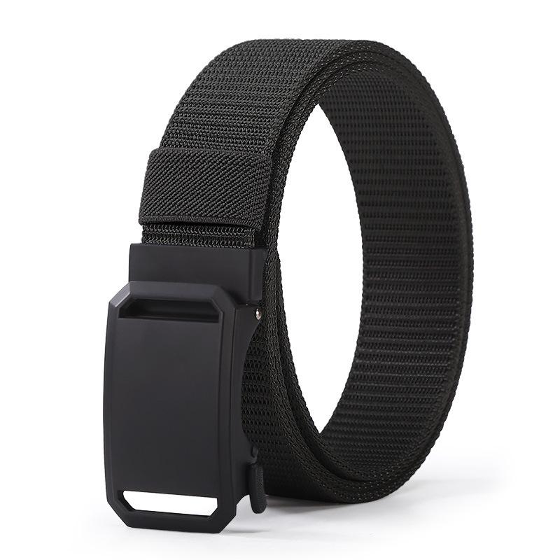 Unisex Nylon Tactical Belt with Alloy Buckle and Braided Leather Detail