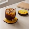 Non Slip Insulation Cup Mats 4PCS Cute Lemon Shape Wooden Coasters, Non-slip Heat Pads, Functional Coffee Table Coasters Decorative Tableware