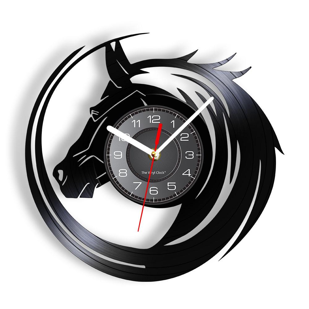 Galloping Horses Wall Art Interior Design Wall Clock Vinyl Record Clock Home Decor Mustang Wild Horse In The Wind Horse Gift