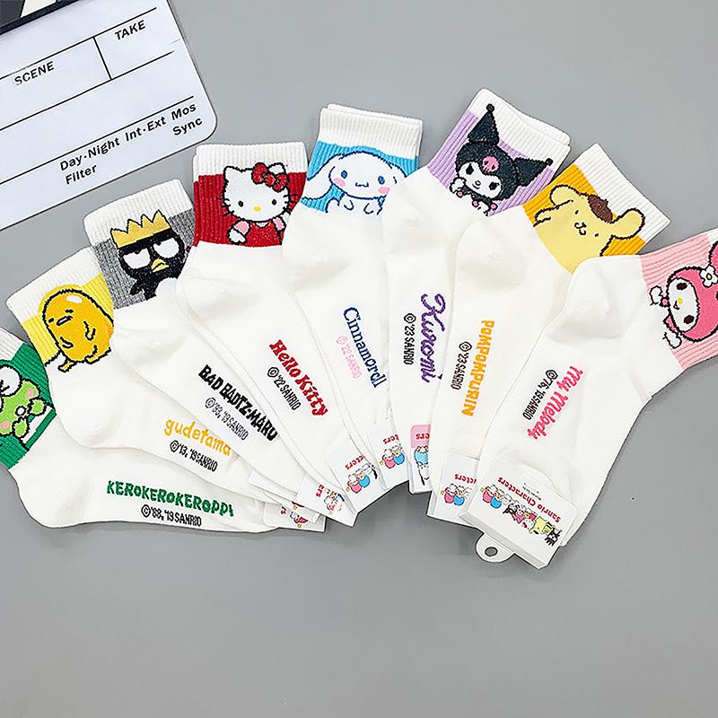 

Miniso Sanrio Cotton Socks Anime Kawaii Girls Sports Socks Hello Kitty Kuromi Cinnamoroll Melody Sports Breathable Women Sock